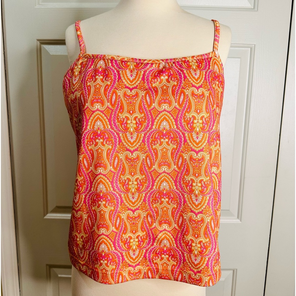 Athleta Activewear Paisley Spaghetti Adjustable Strap Stretchy Fabric Top Sz 40D